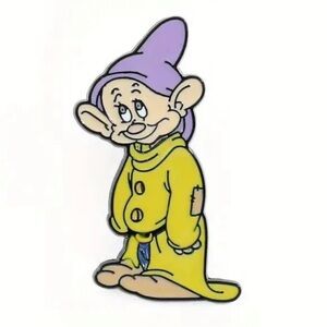 Snow White Dopey Enamel Metal Pin Purple and Yellow Cartoon Character Pin